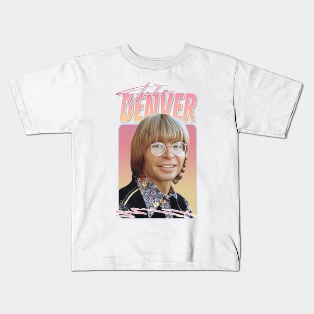 John Denver -  Retro Style Fan Artwork Kids T-Shirt by DankFutura